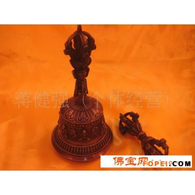 密宗法器,尼泊尔,纯铜金佛像,五股金刚铃杵A2