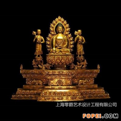 上海释迦牟尼.文珠菩萨.铜雕塑 佛教