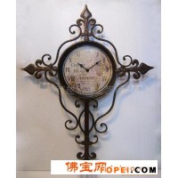 小额批发订单生产 欧式家居仿古做旧铁艺金属墙饰挂钟表